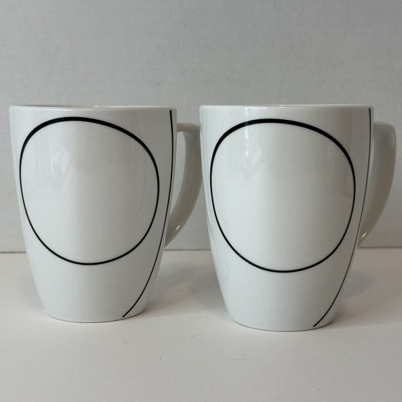 Corelle Corning Simple Lines Cup Set of 2, Square, Black Curved Lines On White - Picture 3 of 9